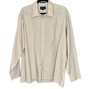 Manhattan Men's Shirt XL Long Sleeve Button Up Plaid Pink Blue